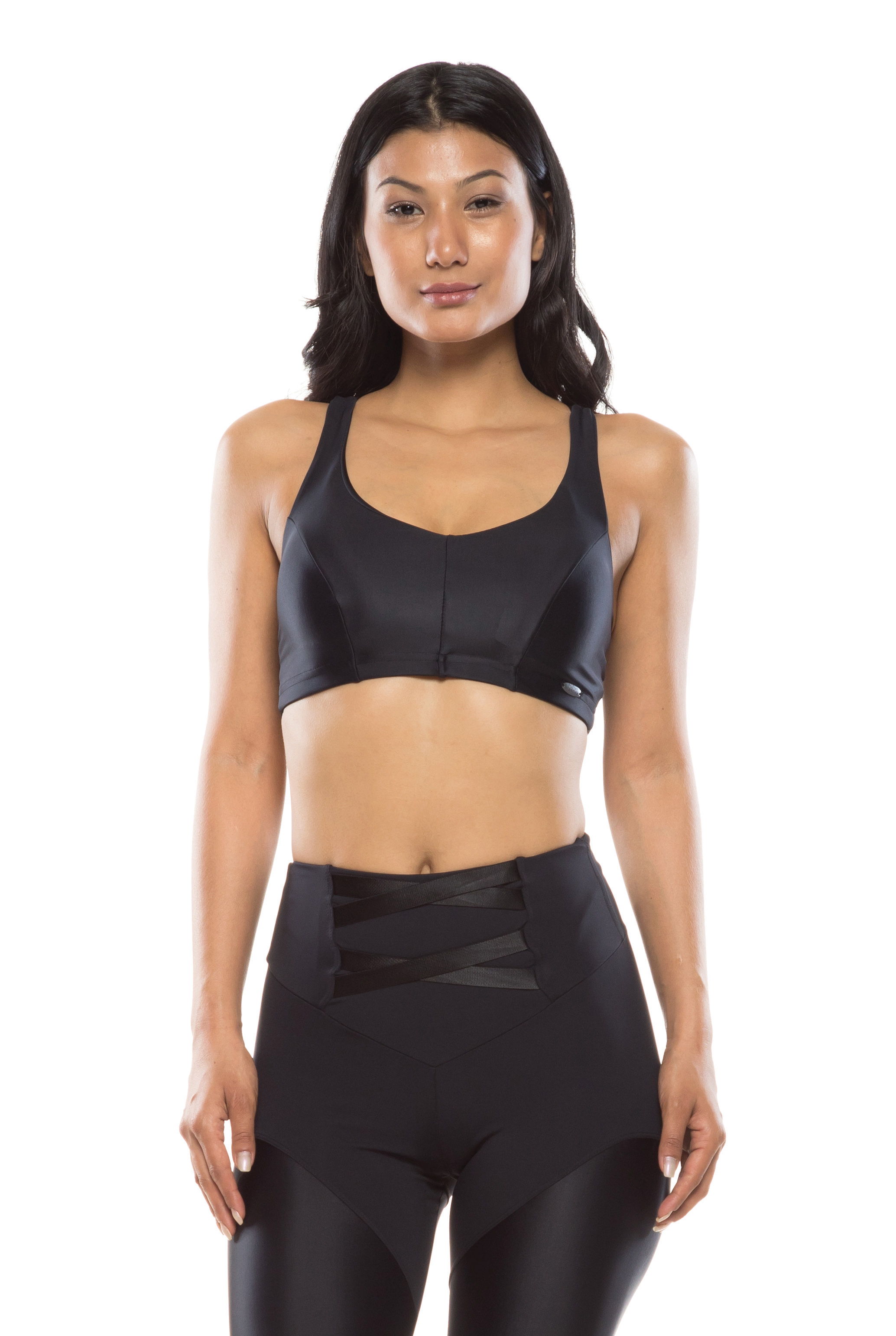 Top Fitness  Lace Up - Preto